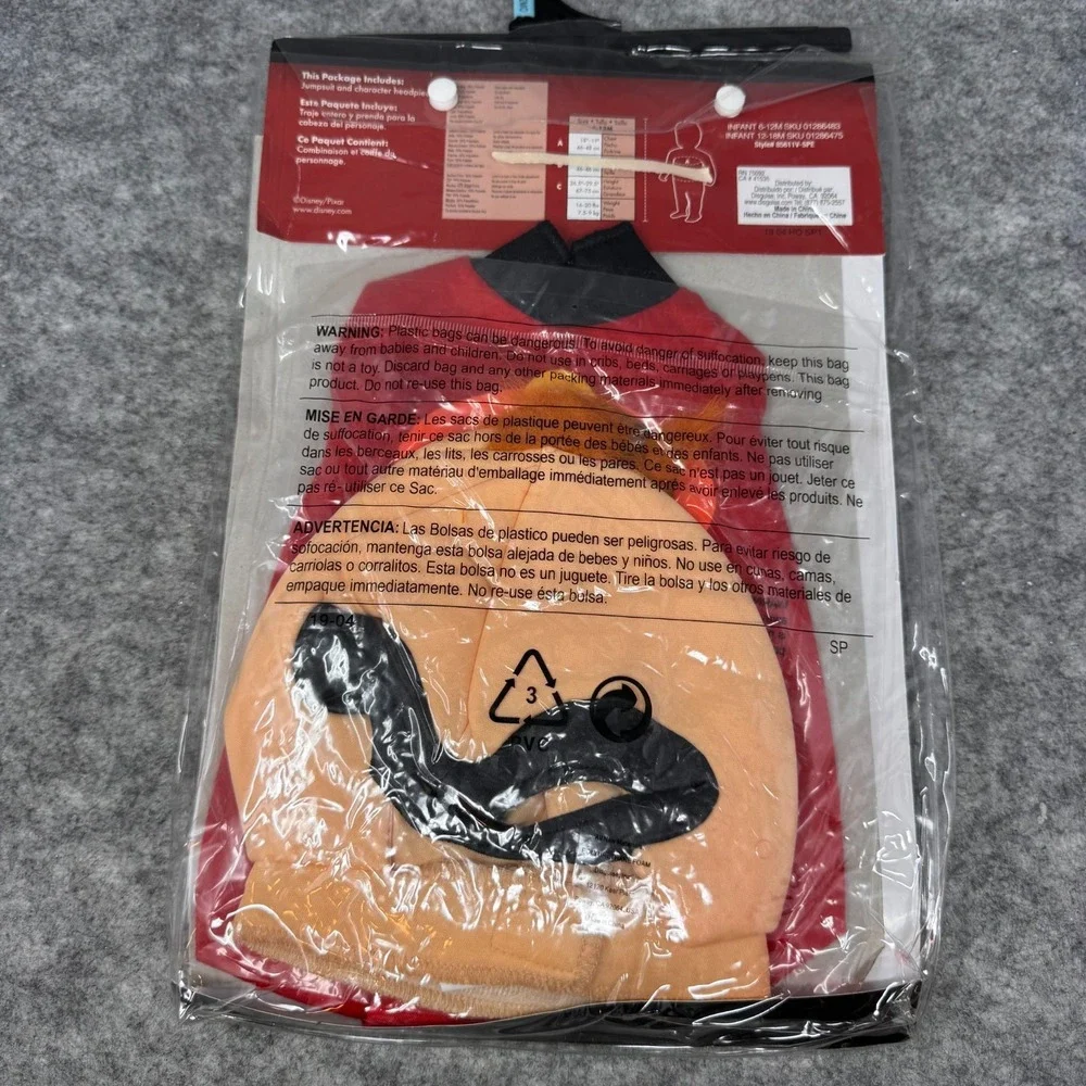 The Incredibles 2 Deluxe Baby JACK JACK Infant Costume 6-12M Months New Disney - Picture 4 of 5